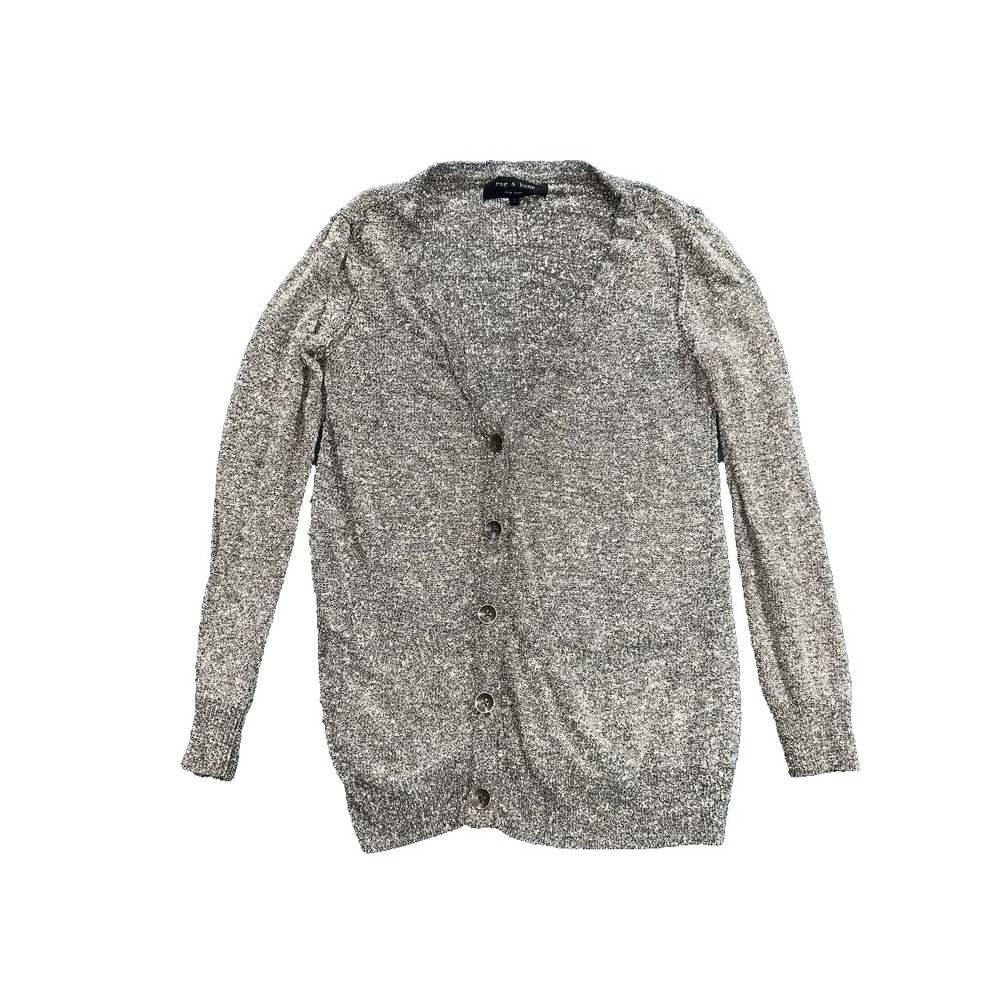 RAG & BONE Cardigan Shawl silk blend pockets Collar Gray Sweater Small A008988